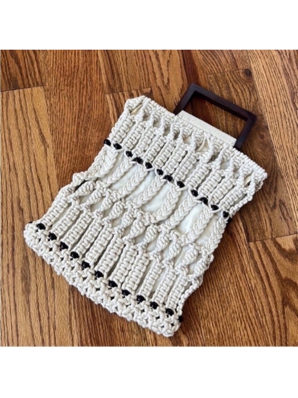 Boho Ivory/Cream Macrame Crochet Knit Tote Bag/Handbag/Purse